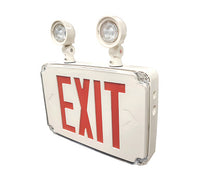 Wet Location Universal Single/Double Face Red & Green Led Exit Sign Combo Unit White Finish