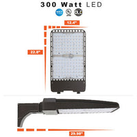 300 Watt LED Parking Lot Area Light - Pole Mount - 41,000 Lumens - 5000K Daylight - 120-277V - Bronze Finish