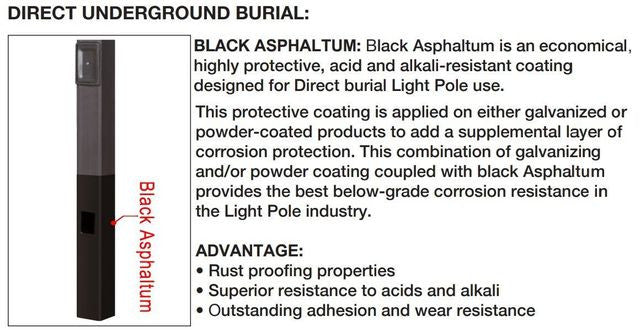 20 Foot Square Pole For Direct Burial - Steel With Bronze Finish - 4 Inch Diameter With 2.5 Inch Tenon Adapter