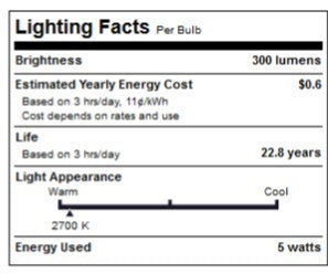 LED 5 Watt Dimmable (40W Replacement) B11 Light Bulb, Candelabra Screw (E12) Base, 2700K