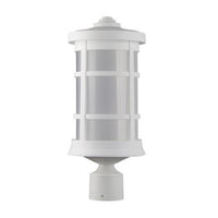 Milano Incandescent Polycarbonate Post Light - White Finish - UL Listed Wet